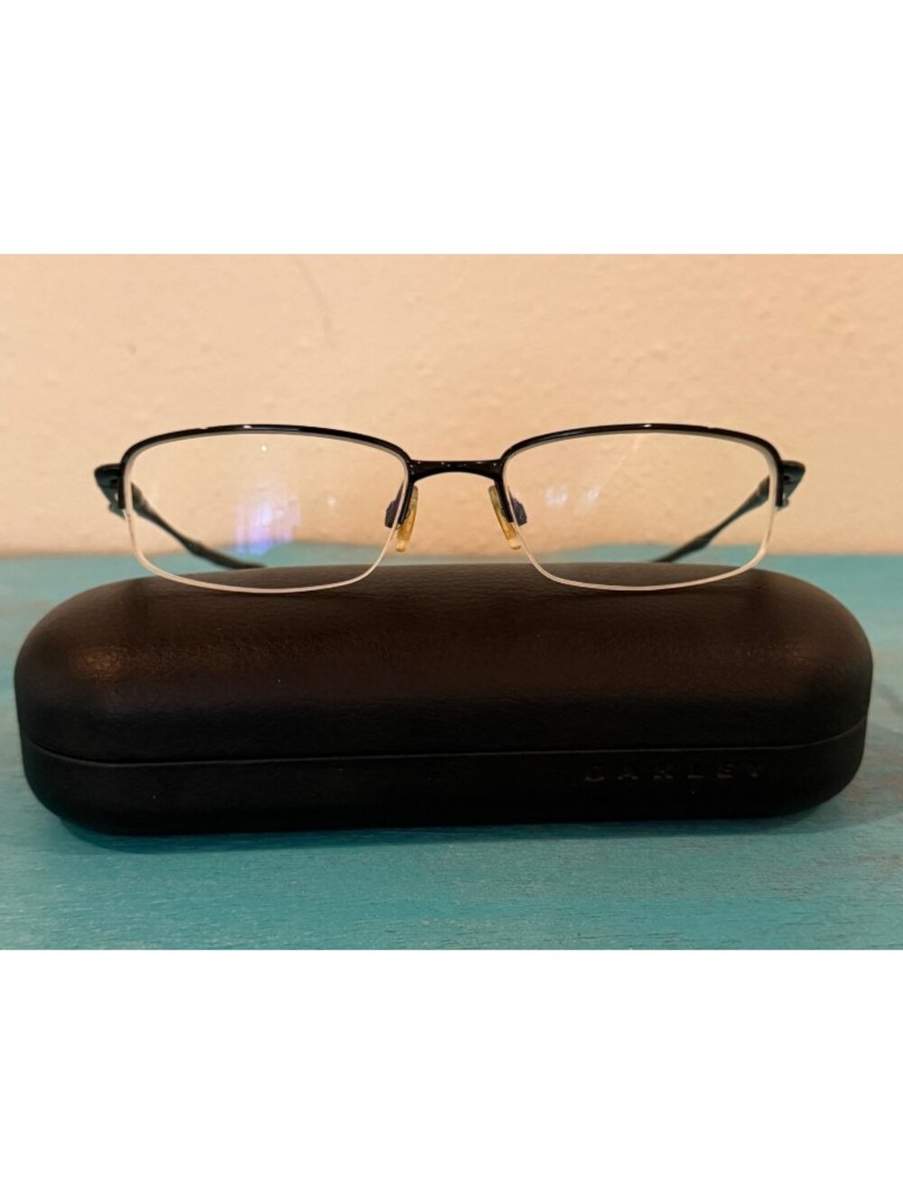 Oakley Clubface Polished Black Half-Rim Eyeglass Frames w/ Case (OX 3102-0152)